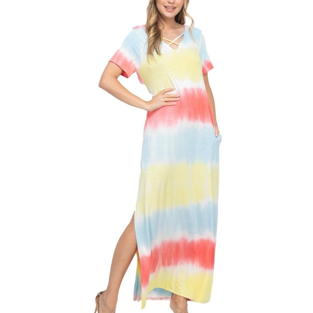 Coral Tie Dye Maxi Dress - Picture 6 of 7